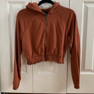 F21 cropped zip up hoodie with garter